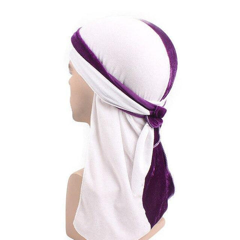 durag velours blanc violet