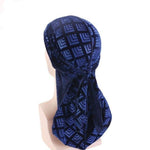 durag velours bleu carreau